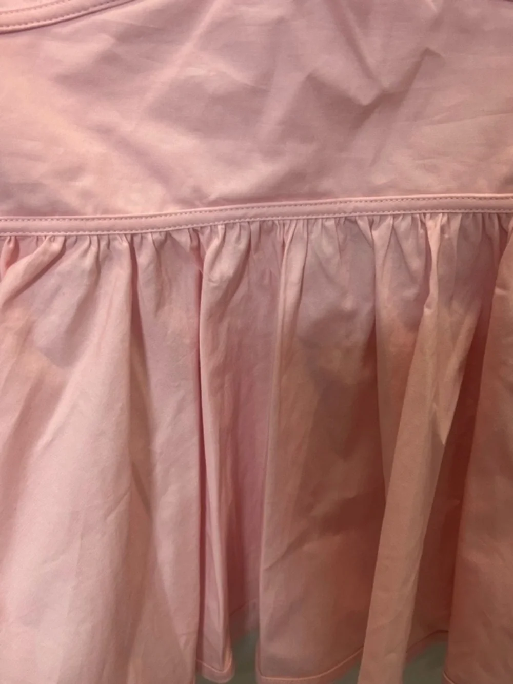 STAUD Pink Luna V-Neck Puff Sleeve Peplum Top
